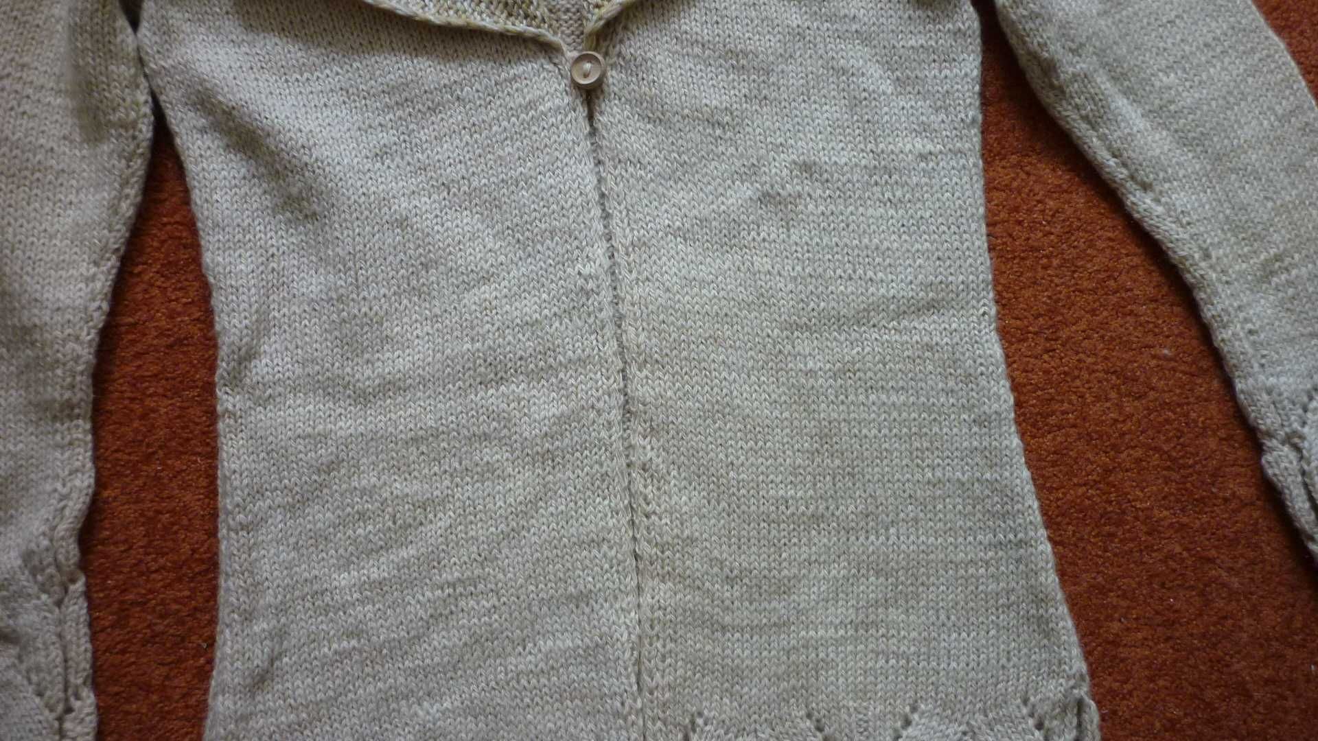 sweter  rozpinany damski robiony na drutach