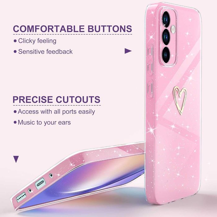 Etui plecki na Samsung Galaxy A54 brokatowe serce różowe