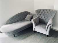 Zestaw Sofa  Szezlong i Fotel  Cupido Black Red White