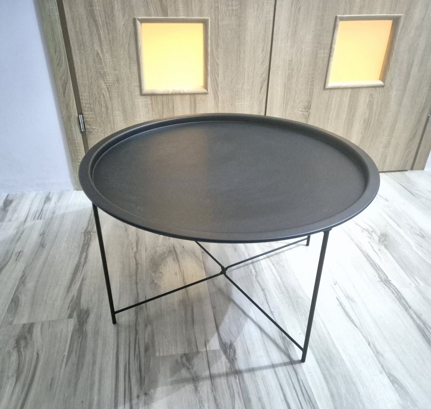Stolik kawowy metalowy czarny okrągły H&S decoration 75x42 cm Ambiance
