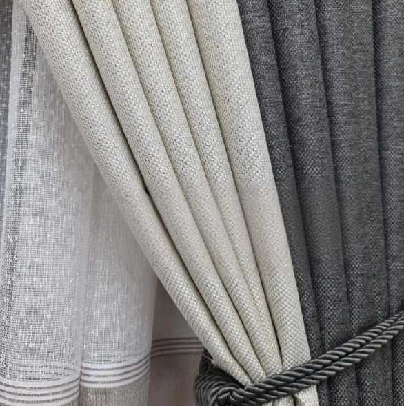 комплект штор сірих молочних сонцезахисних блекаут