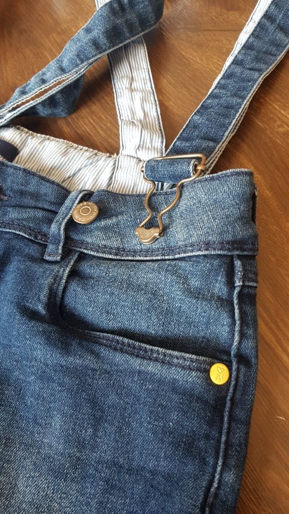 Ogrodniczki spodenki jeans Okaidi 158cm