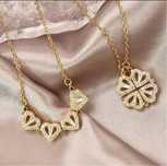 Colar em aço dourado - trevo da sorte- 2 posições