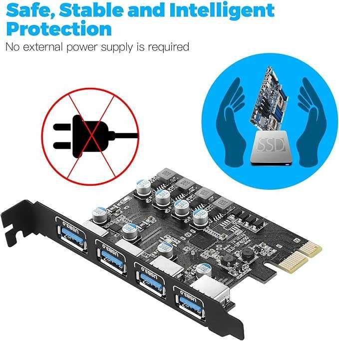 Karta PCIe USB 3.0/3.2 Gen1 Kompatybilna Z Windows XP i MAC