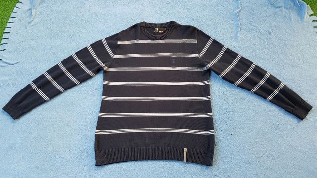 MCITI XL sweter męski w paski bawełna męski stan idealny granatowy