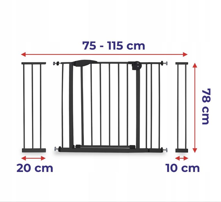 Barierka zabezpieczająca bramka rozporowa na schody drzwi 75-115 cm