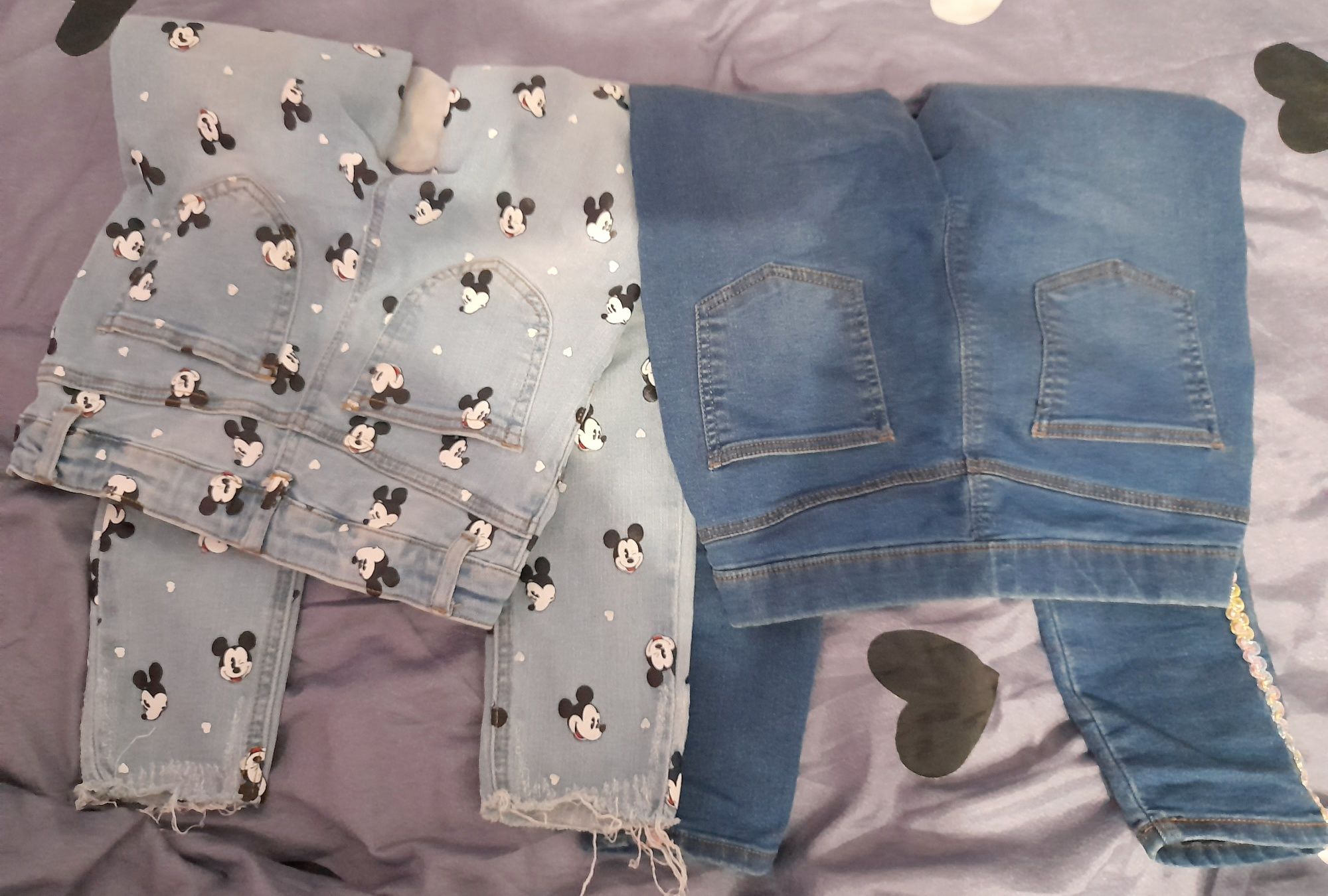 Paka 134/140 jeansy minnie bluza spodniczka