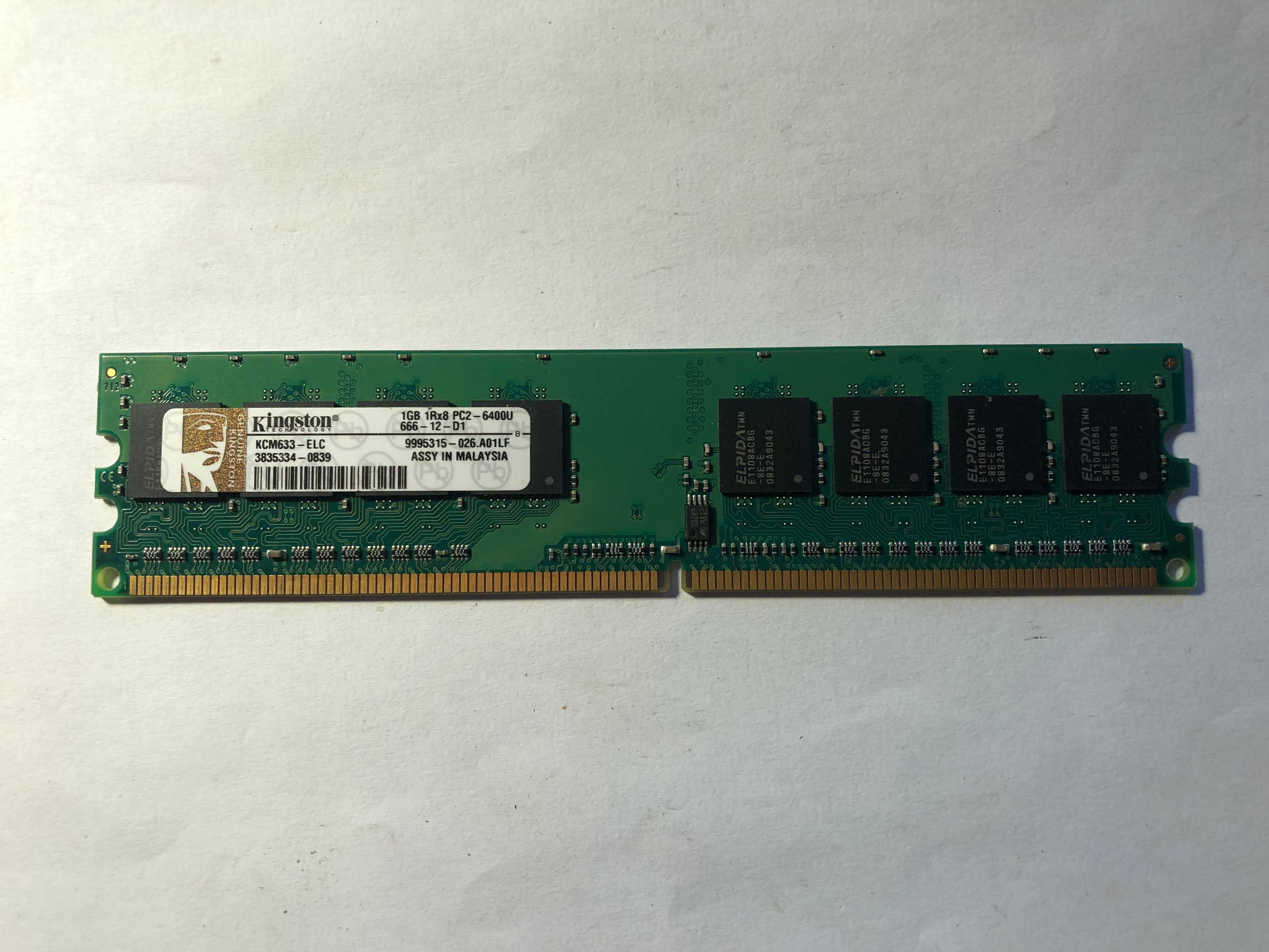 Pamięć RAM Kingston 1GB 3 szt. DDR2  PC2- 6400U do komp. stacjonarnego