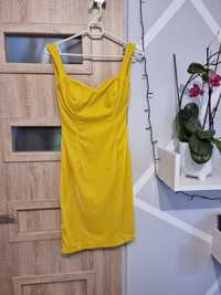 Żółta sukienka miękki materiał