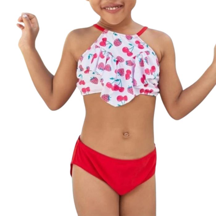 Dziewczęcy dwuczęściowy strój kąpielowy z falbanką 12-14 lat