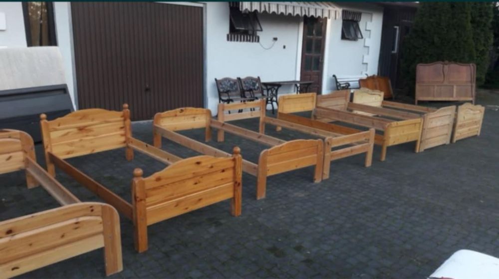 Łóżko 100x200 ze stelażem i materacem 90x200 drewniane sosnowe