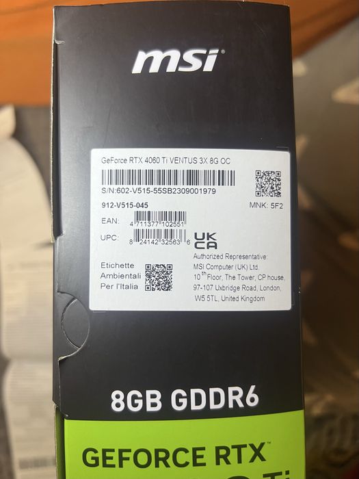 Видеокарта MSI GeForce RTX 4060 Ti VENTUS 3X OC 8GB GDDR6
