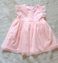 Pudrowo różowa sukienka z tiulu dla małej księżniczki – 80 cm