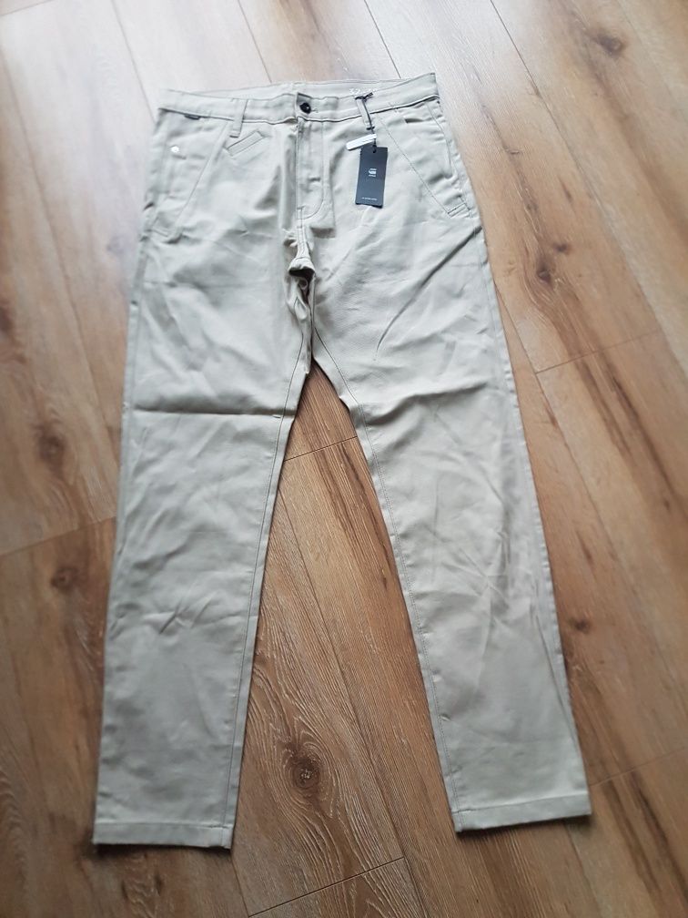 G-Star Raw chinosy Bronson beżowe Slim Fit męskie 32 / 32 spodnie