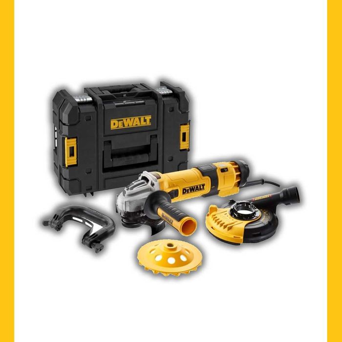 Szlifierka kątowa DeWalt 1500 W do betonu walizka TASTAK + OSŁONA