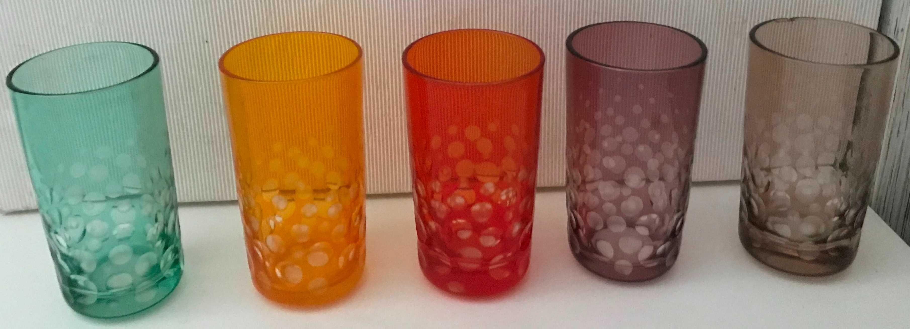 REMERY CORDIALE kryształowe szklanki kolorowe do soku popitki 5 szt