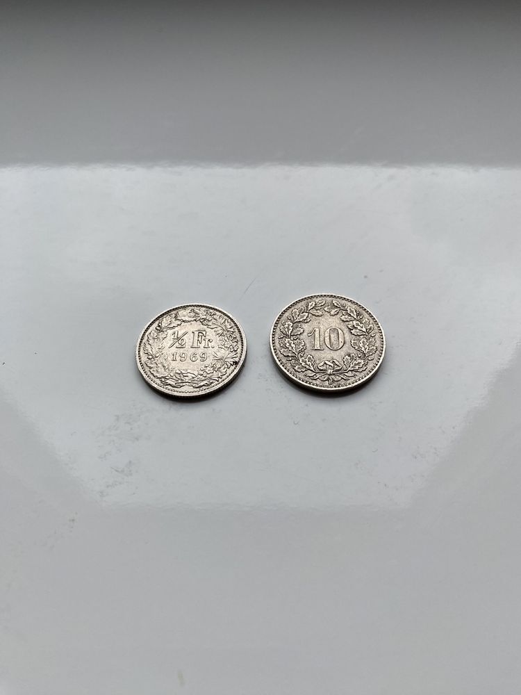 Монета/Швейцарія/10 Rappen/Раппенів/Helvetica 1958/Frank/Франк1/2 1969