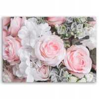 47) Obraz na płótnie biało-różowe kwiaty 60x90cm