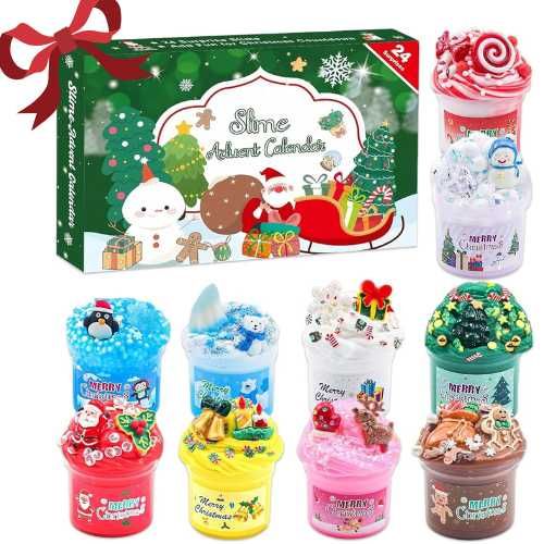 Kalendarz Adwentowy Slime dla Dzieci Zestaw Świąteczny Gluty Kreatywny
