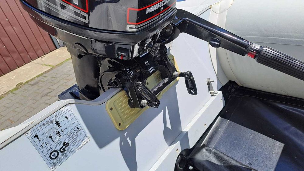 Ponton + silnik MERCURY 9.9km alu podłoga wiosła pompka komplet bdb !