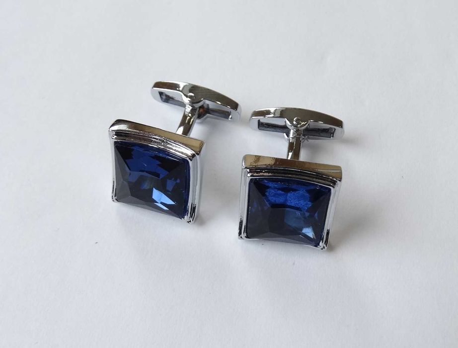 Klasyczne spinki do mankietów koszuli mankietowe niebieskie na ślub