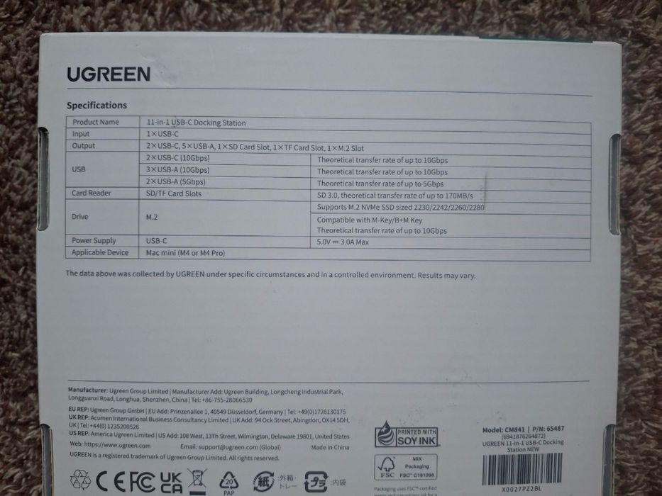 Док станція 11 в 1 ugreen cm841 для mac mini (m4 m4 pro)