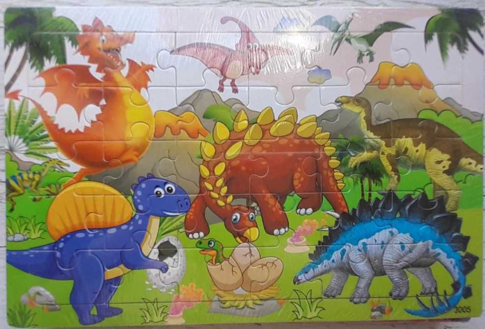 Puzzle drewniane Dinozaury 30 elementów.