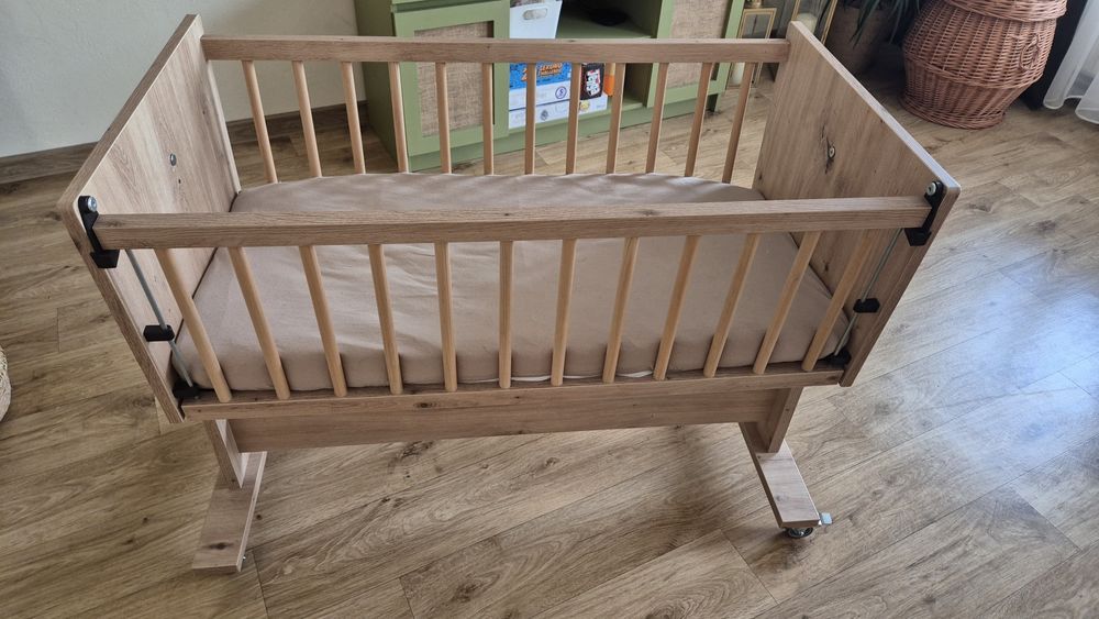 ŁÓŻECZKO Dziecięce Dostawka Drewniane 107x50 Kołyska Dąb ZOYA Littlesk