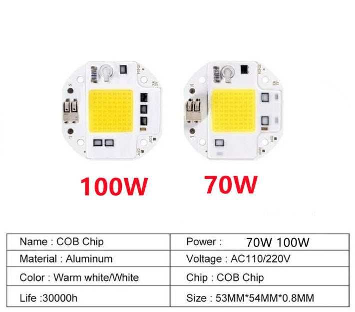 Светодиодная матрица 220v 6000k для прожектора 10w 20w 30w 50w 70w 100