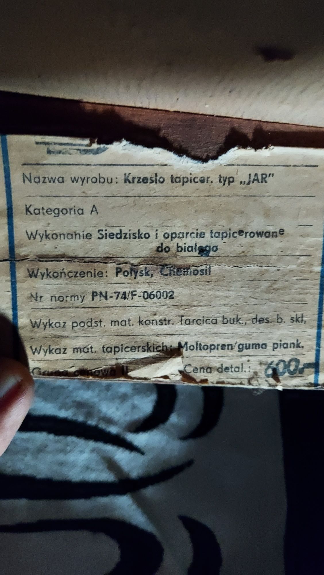 Krzesło tapicerowane JAR lata 60