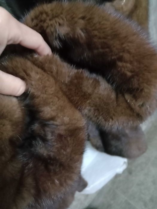 Норковая шуба с воротником из соболя. Натуральная шуба