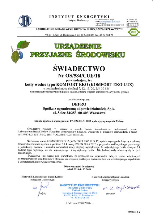 Kocioł, piec na eko-groszek DEFRO KOMFORT EKO LUX 20 kW - LEWY / PRAWY