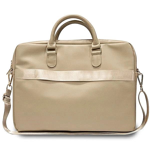 Torba Guess Triangle 4G na laptopa 16" - złota