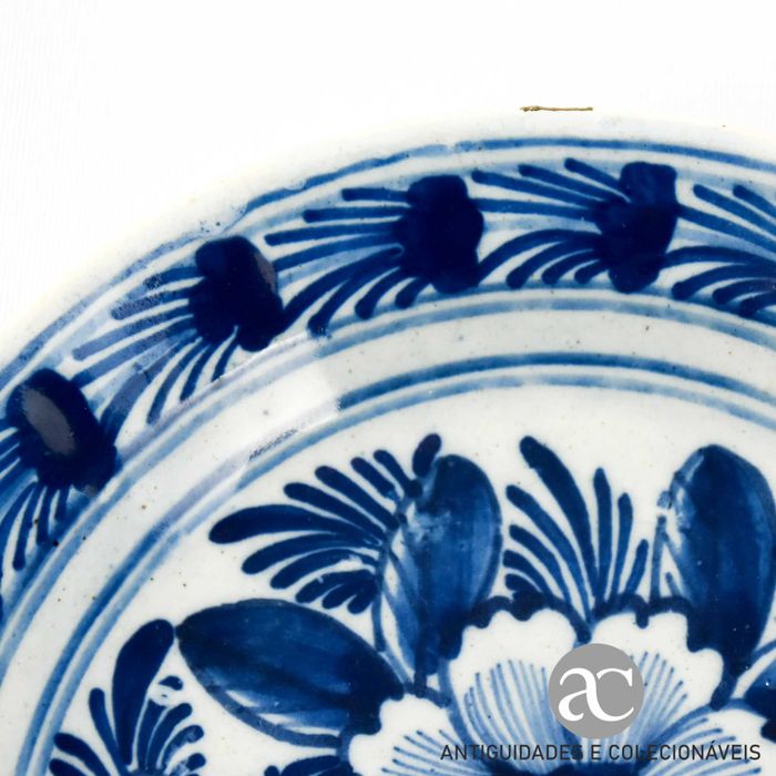 Prato Porcelana da China,Azul e Branco, Dinastia Qing (1644 a 1911)