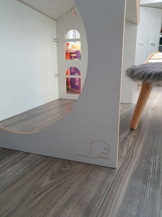Biurko domek do zabawy My Mini Home białoszare komin na kredki 52-68cm