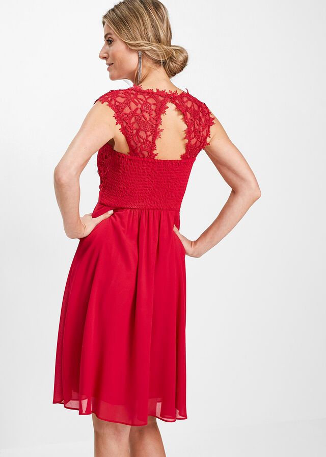 B.P.C sukienka szyfonowa z koronką czerwona PREMIUM ^42