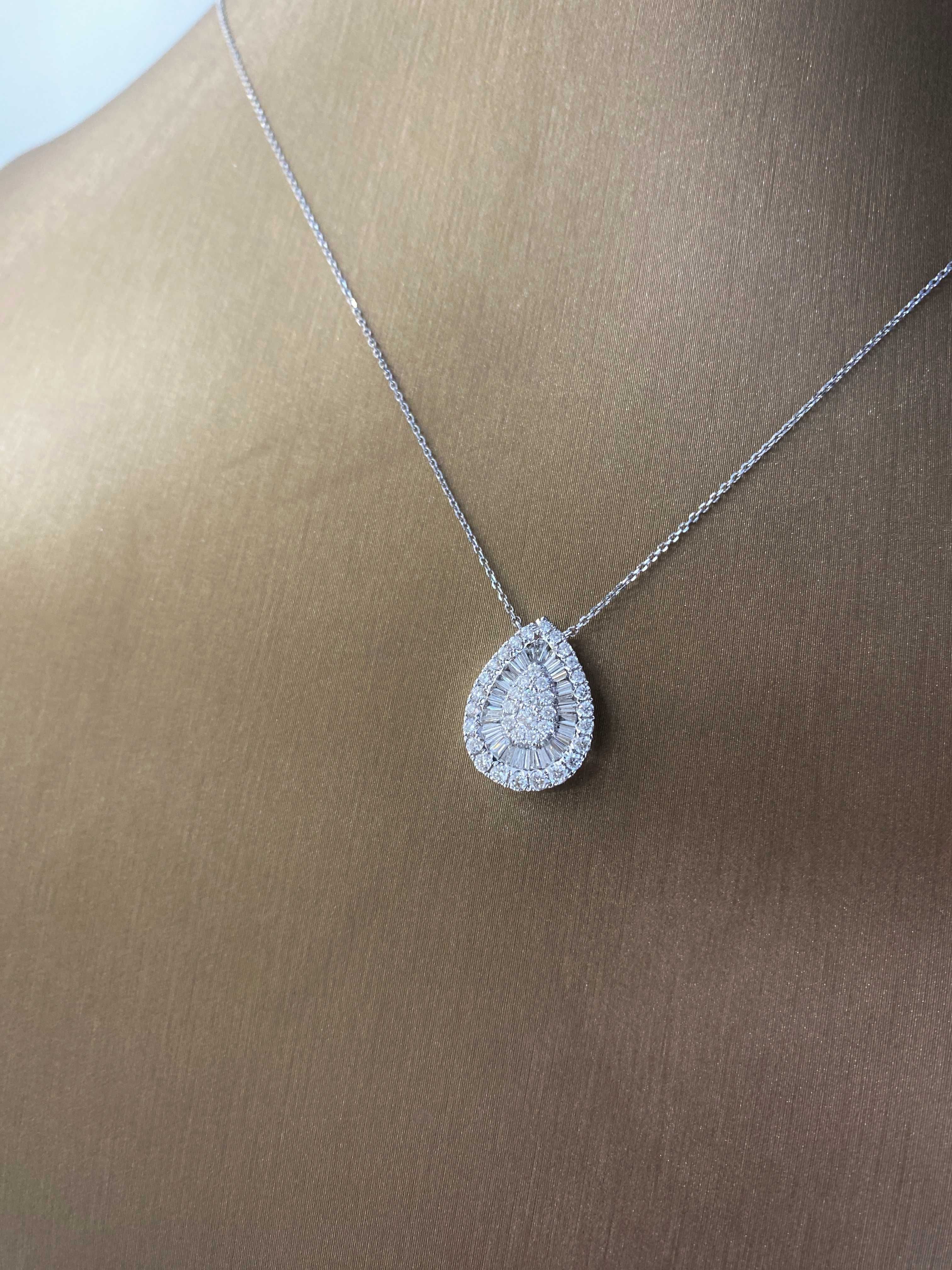 Naszyjnik z naturalnymi diamentami łezka 0.60 CT