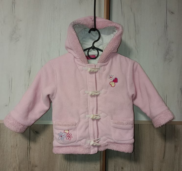 Тепле флісове пальто/курточка для дівчинки зріст 98 см  казково рожеве