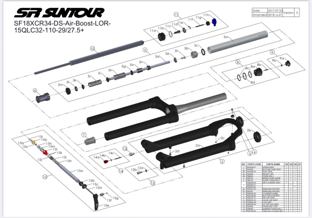 SR SUNTOUR SF XCR34 120mm AIR tapered