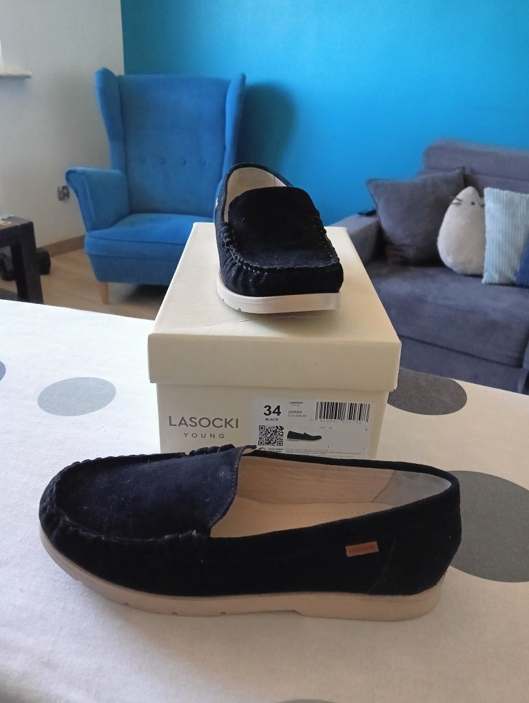Mokasyny skórzane buty komunia chłopiec 34
