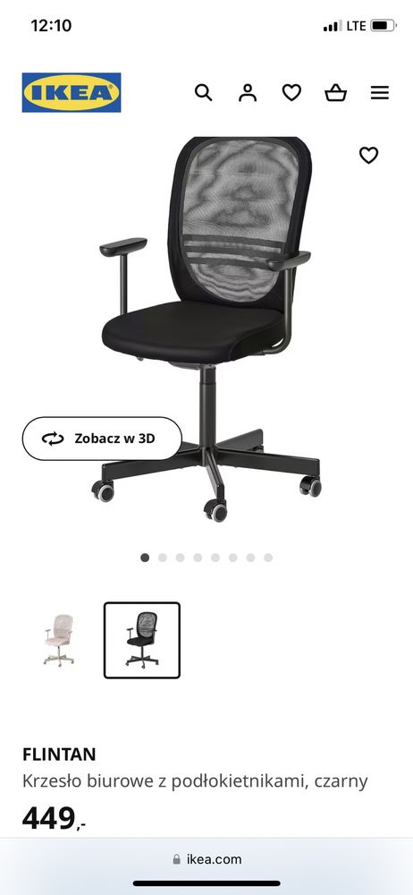 Krzesła biurowe 2 szt. z podłokietnikami z Ikea