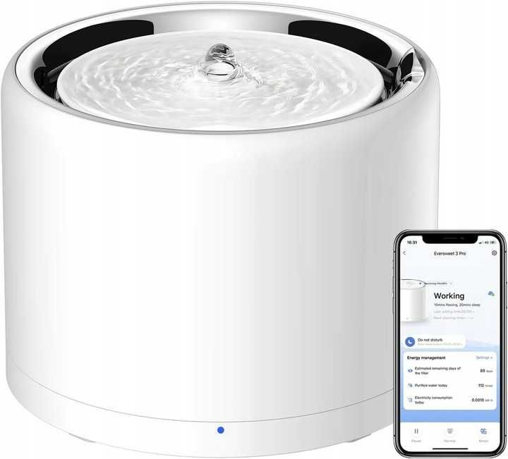 PETKIT Fontanna dla kota 1,8L stal nierdzewna app bezprzewodowa pompa
