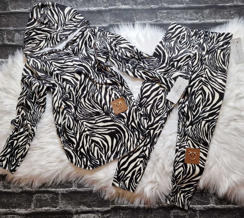 Komplet dres welurowy dla dziewczynki zebra 158/164 (14lat)