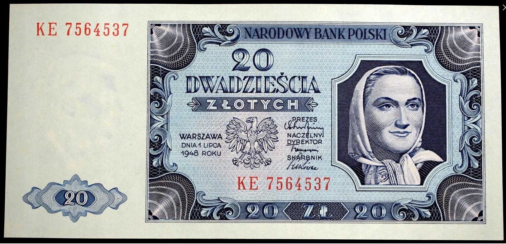 20 zł 1948   - KE -  st. 1  UNC