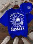 T-Shirt Luźny Z Nadrukiem Slogan Niebieski Casual Shein M 38