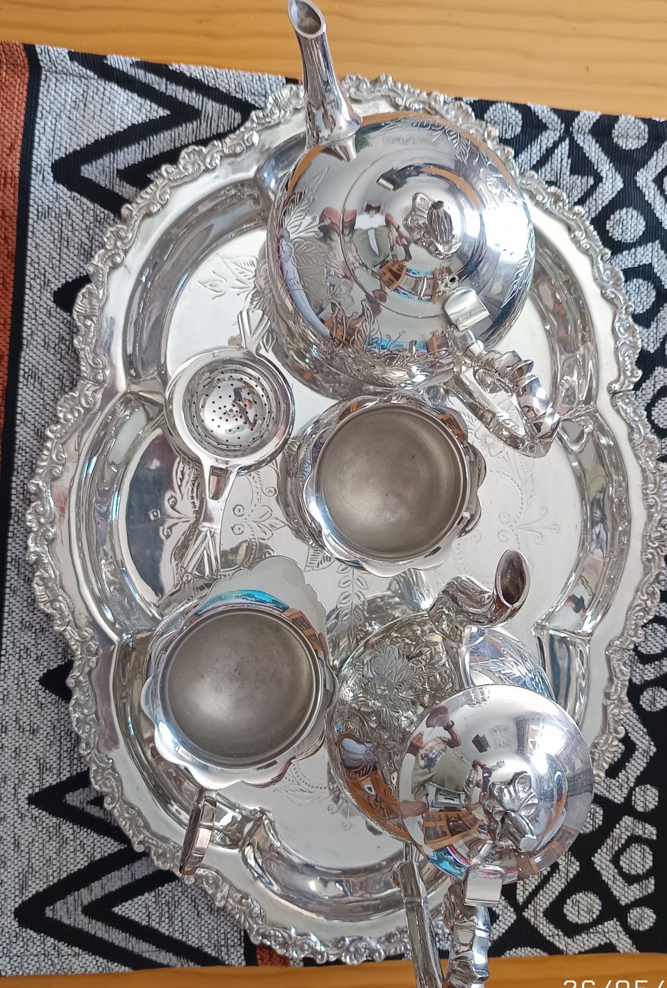 Conjunto chá banhado prata