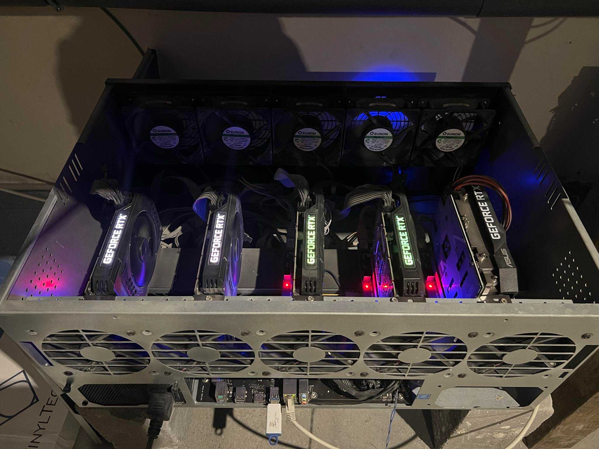 koparka krypto / AI MACHINE B250 Mining Expert / 5 x RTX 3060 12GB