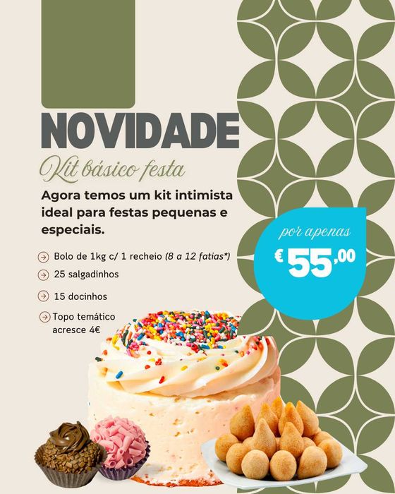 Kit festa Bolos doces e Salgados