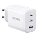 Ładowarka Sieciowa Ugreen Cd275, 2X Usb-C, 1X Usb, 65W (Biały)