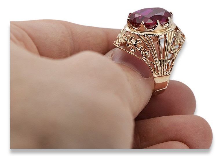 Pierścionek z czerwonego złota 14k 585 z Rubinem Vintage vrc031 Gdańsk